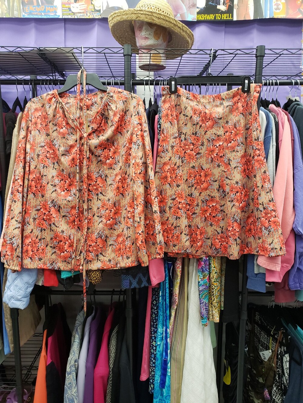 Vintage Two Piece Skirt Set Floral